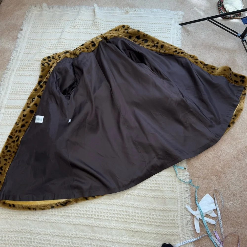 VTG Neiman Marcus 90s Leopard Cheetah Animal Print Faux Fur Coat Oversized - Picture 10 of 15